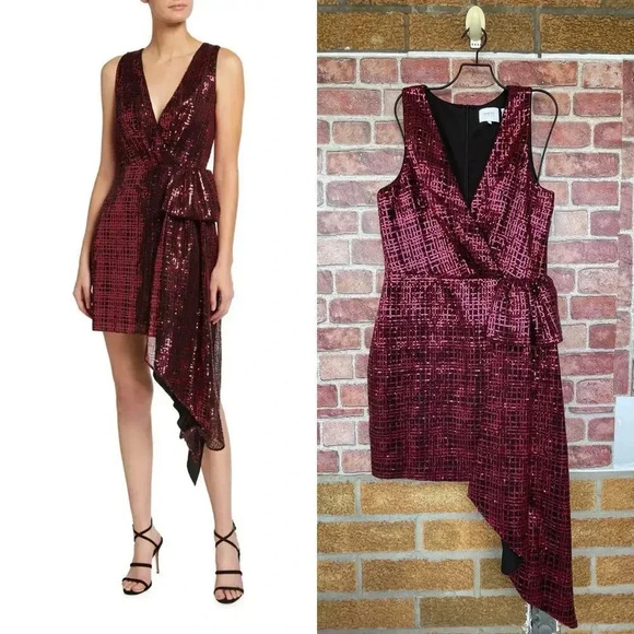 ONE33 SOCIAL FUCHSIA SEQUIN WITH SIDE BOW/SASH EVENING DRESS SZ 12 - Picture 1 of 16